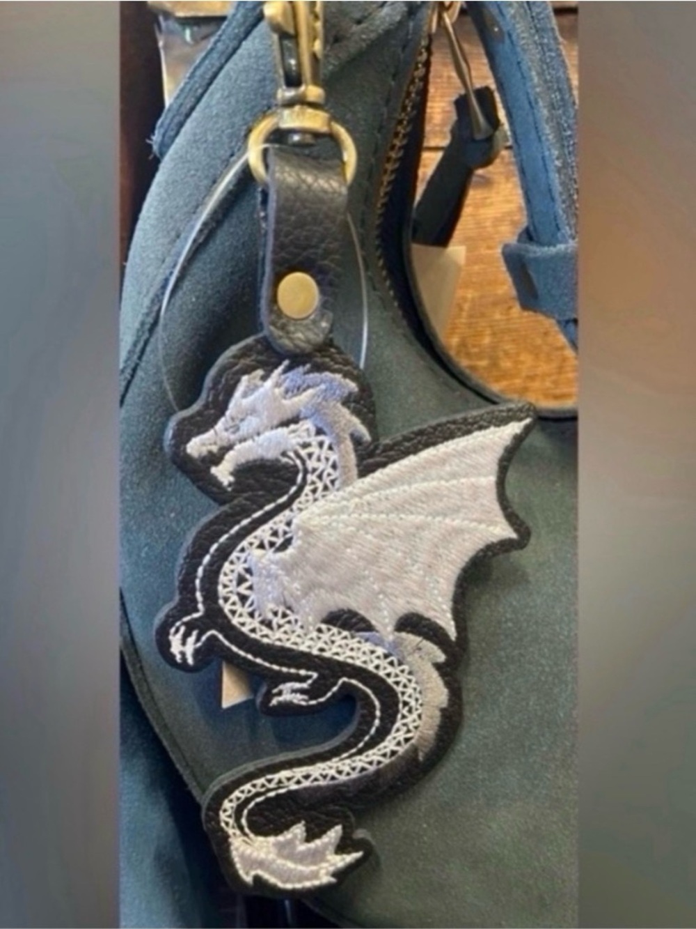 Portland Leather Pebbled Black Dragon Bag Charm Bag Flair - NEW